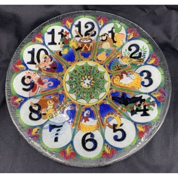 Peggy Karr 12 Days of Christmas Fused Glass Plate 11.25" Signed - Picture 1 of 8